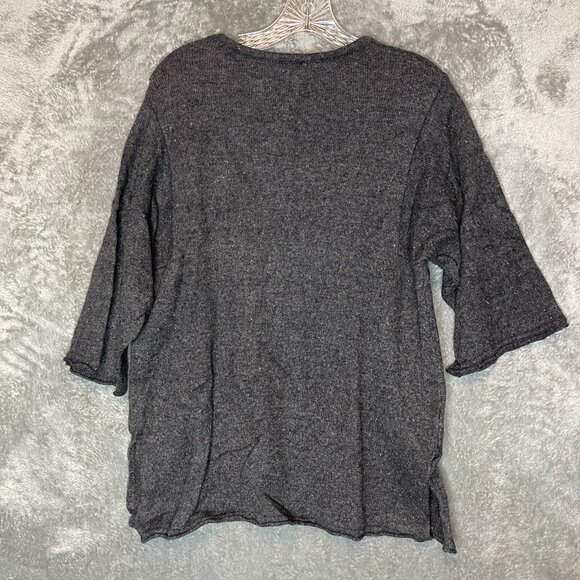 Pure Jill Women Speckled Wool Blend Lagenlook Goblincore Keyhole Tunic Sweater M - Picture 2 of 13